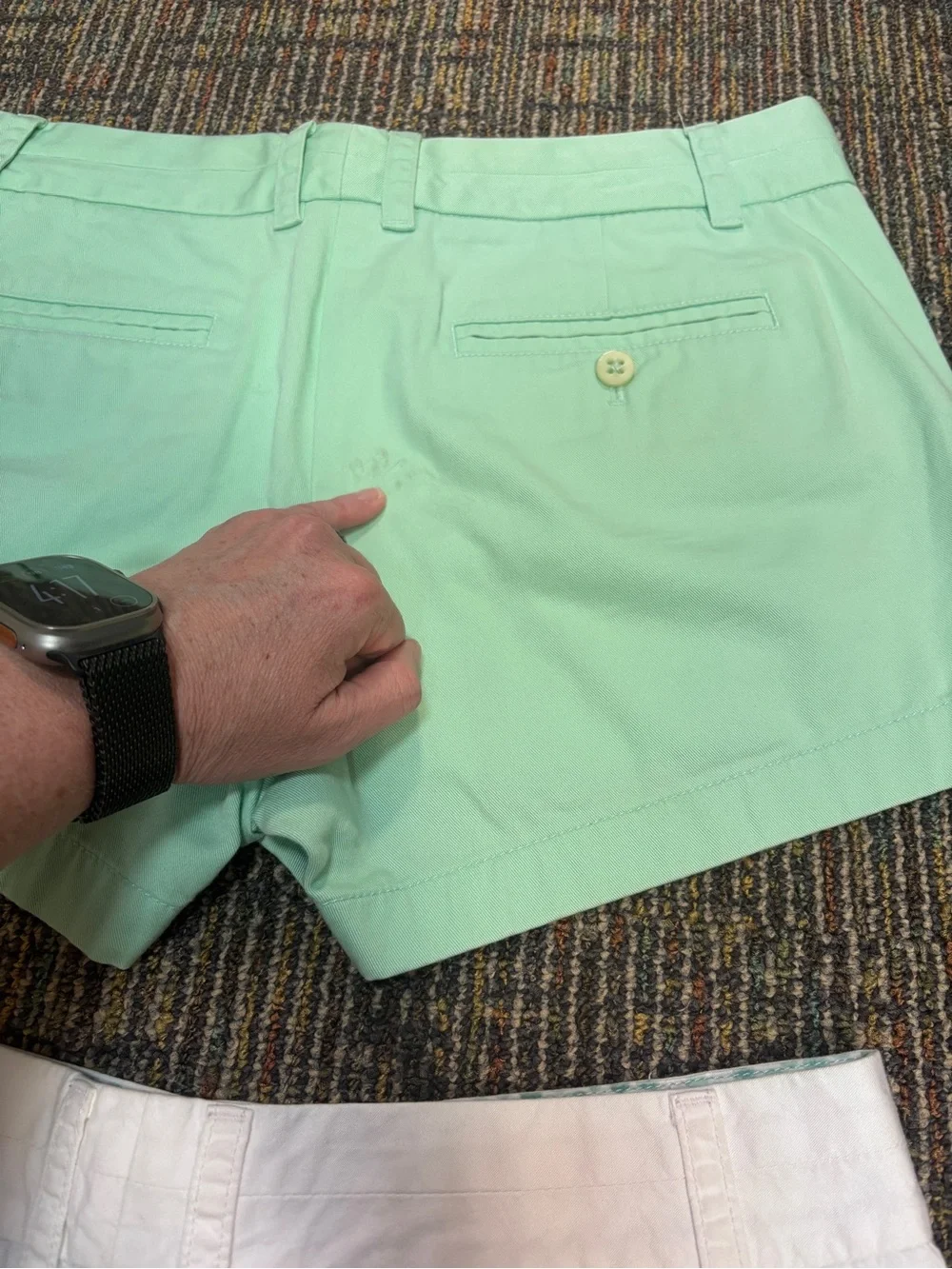 2x J. Crew W’s Sz 8 Broken In Chino Shorts in White and Mint Green